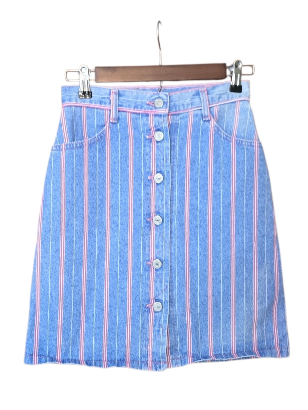 Vintage LEE Candy Pinstripe Denim Skirt